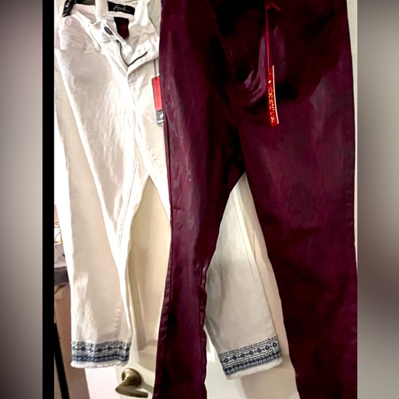 EARL Jeans: WHITE (Skinny Ankle) w/BLUE 🧵EMBROIDERED HEM-Denim, SIZE 12P, NWT! - Picture 2 of 14